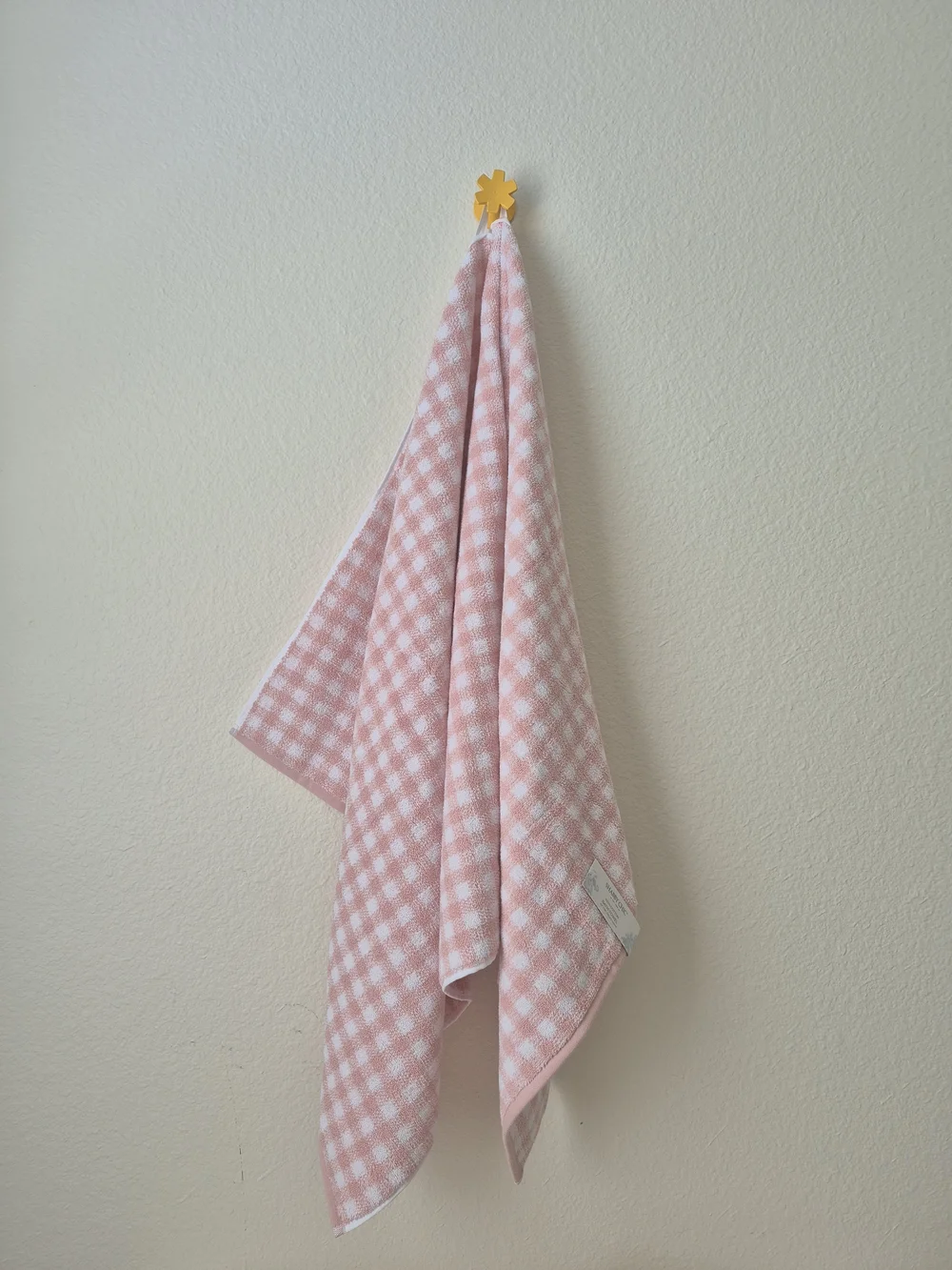 Shabby Chic 100% Cotton Bath Towel set of 2pc pink & white Plaid 30in x 56in